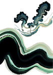 中式水墨風格海浪圖案