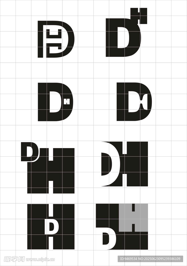 創意字母D設計圖案