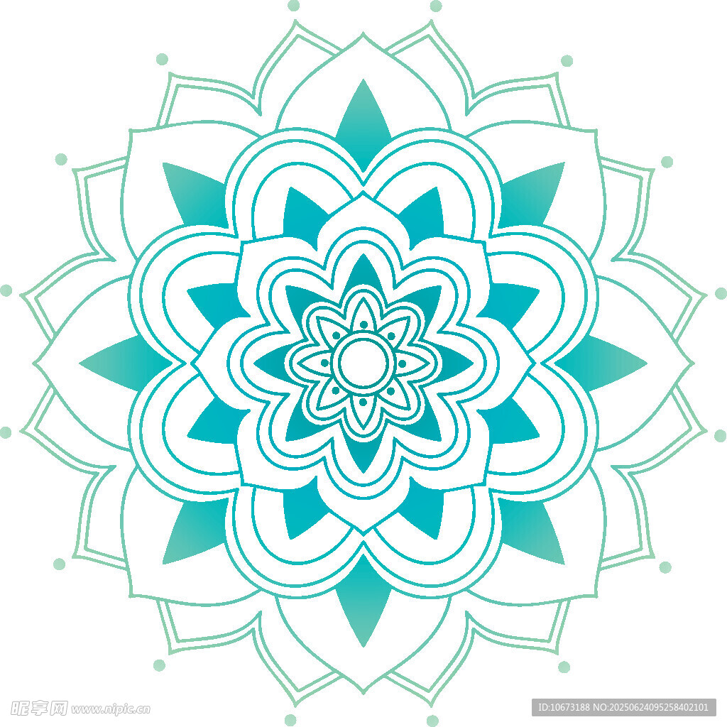 藍(lán)綠色曼陀羅花紋圖案