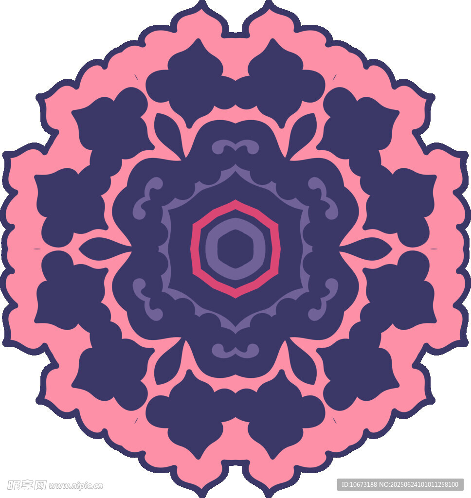 粉色藍色曼陀羅花紋圖案