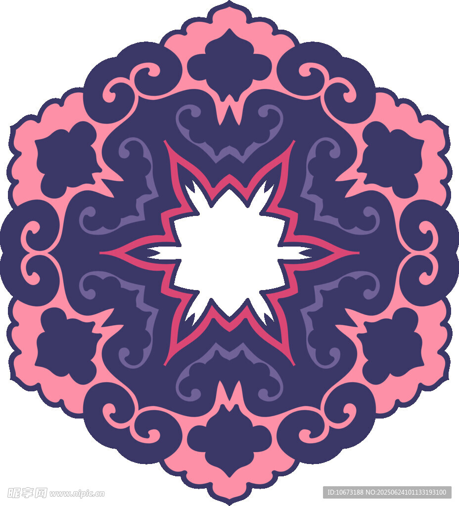中式傳統圓形花紋圖案