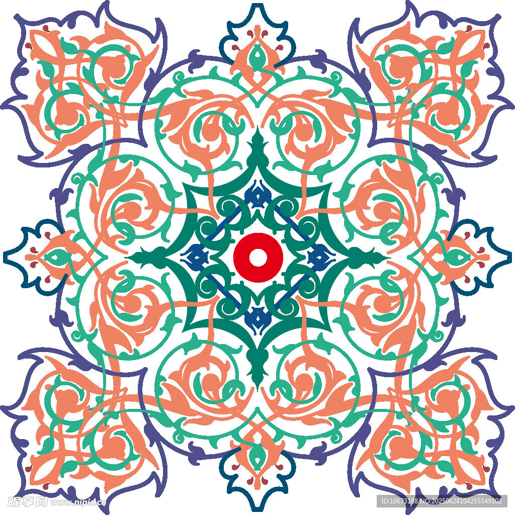 多彩對稱花紋圖案