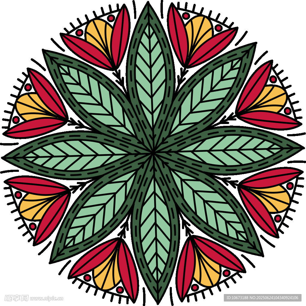 多彩花卉曼陀羅圖案