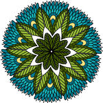 藍綠花卉曼陀羅圖案