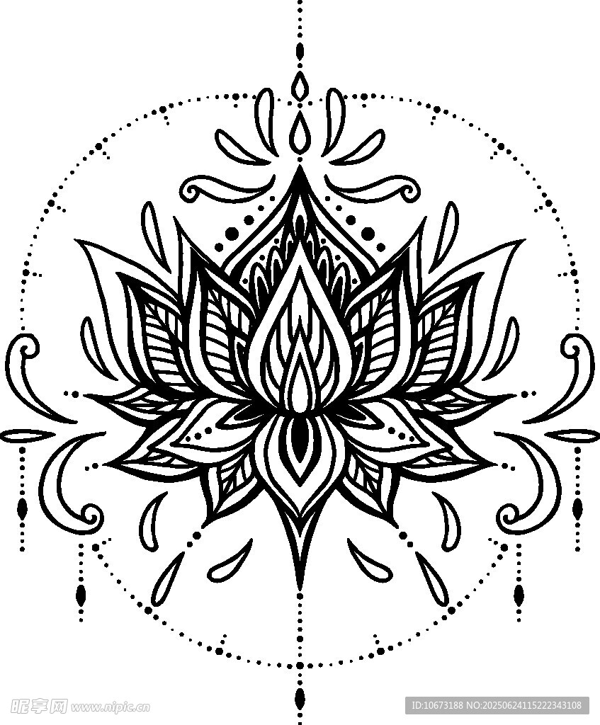 精致曼陀羅蓮花圖案設計