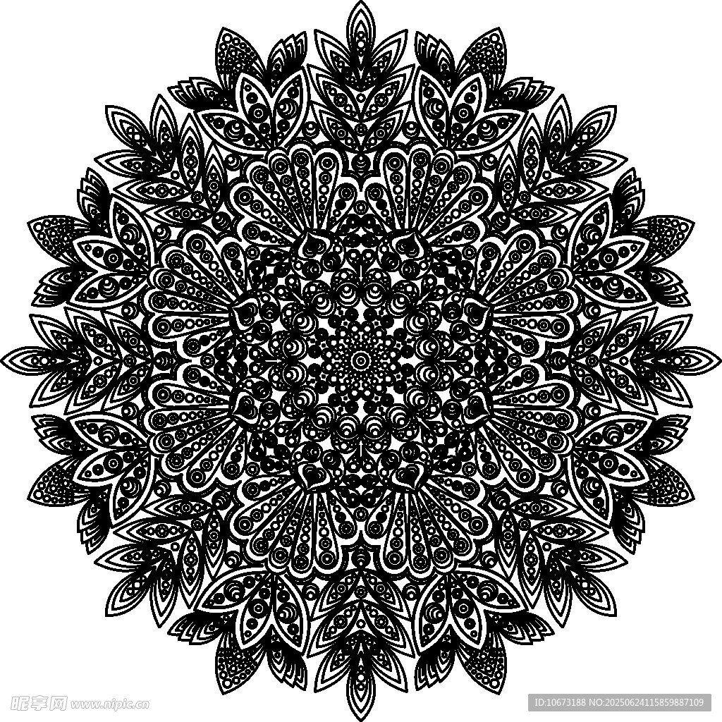 黑白曼陀羅花紋圖案