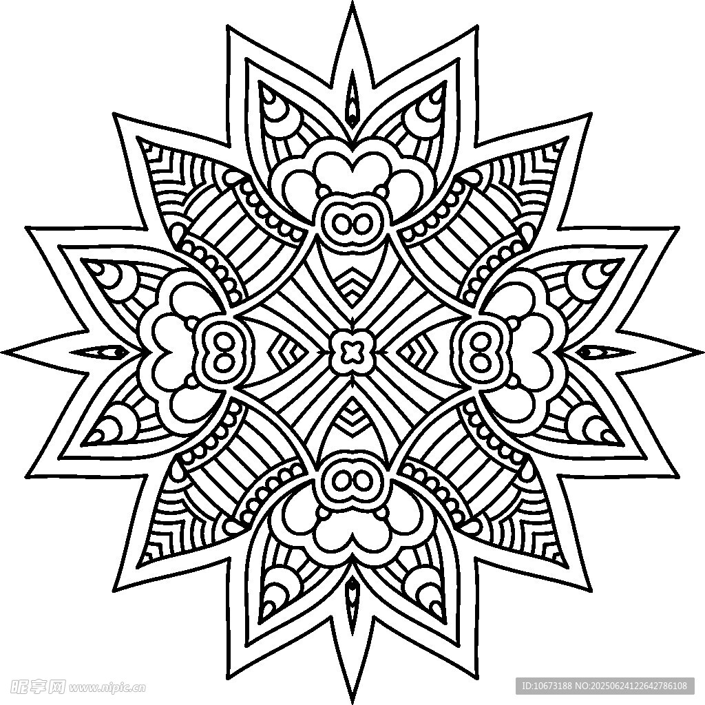 黑白曼陀羅花紋圖案
