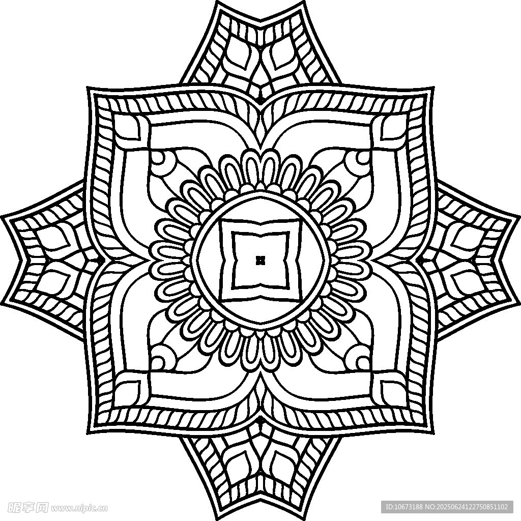 曼陀羅圖案黑白裝飾藝術(shù)