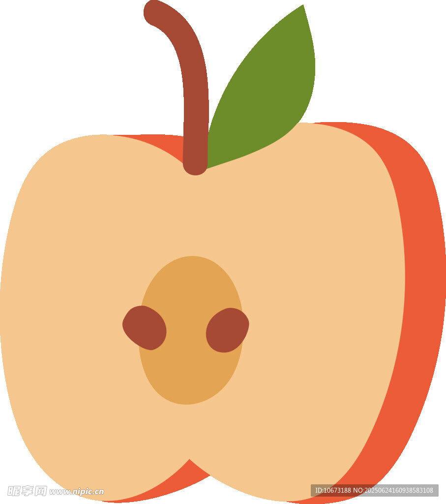 卡通半顆蘋果插畫