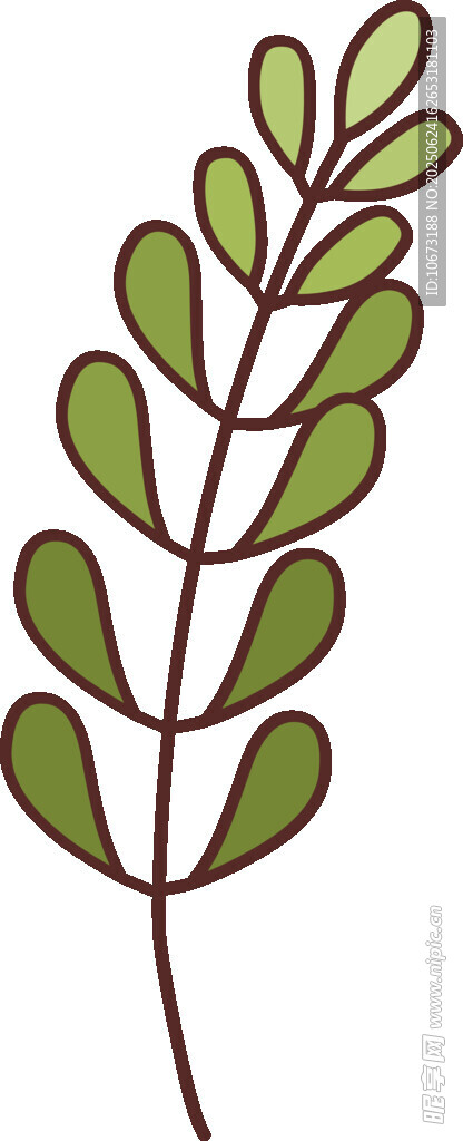 簡約綠葉枝條插畫