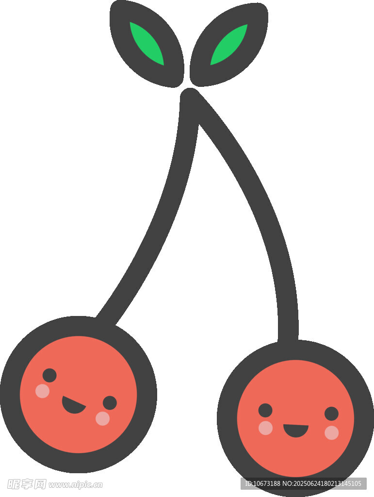 可愛笑臉櫻桃插畫