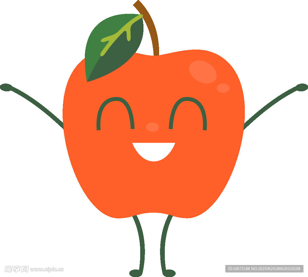 可愛擬人化微笑紅蘋果