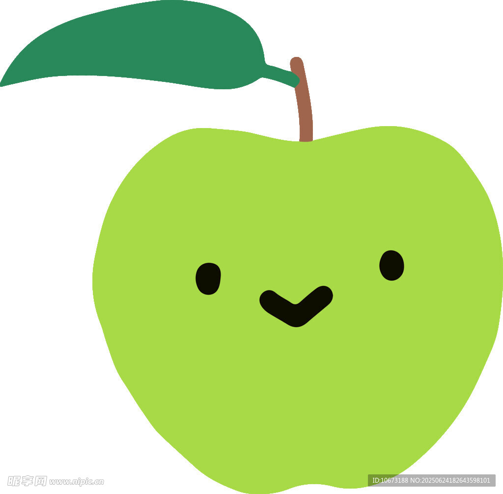 可愛笑臉青蘋果插畫