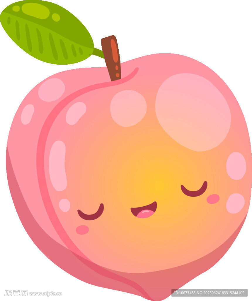 可愛笑臉桃子插畫