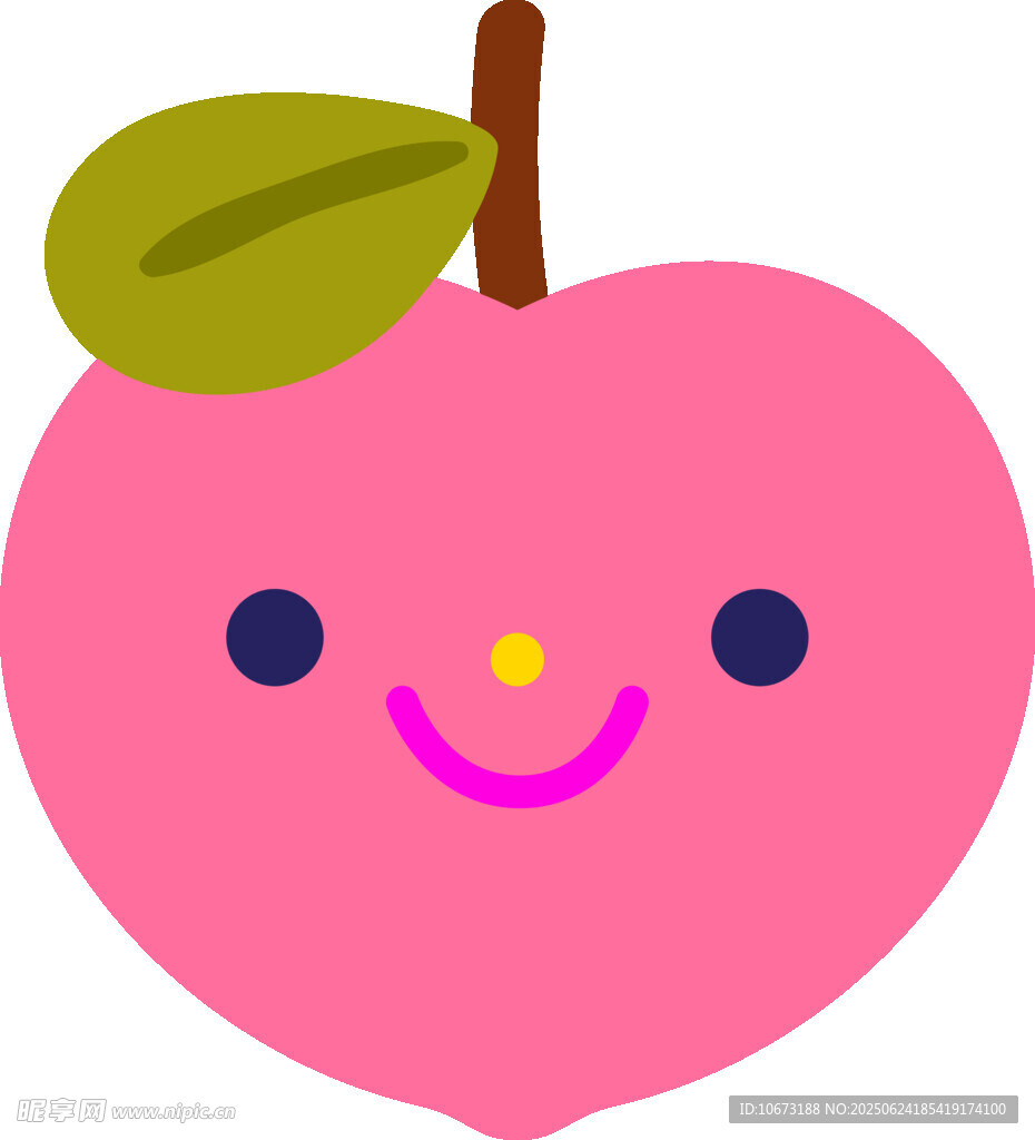 可愛笑臉粉桃插畫