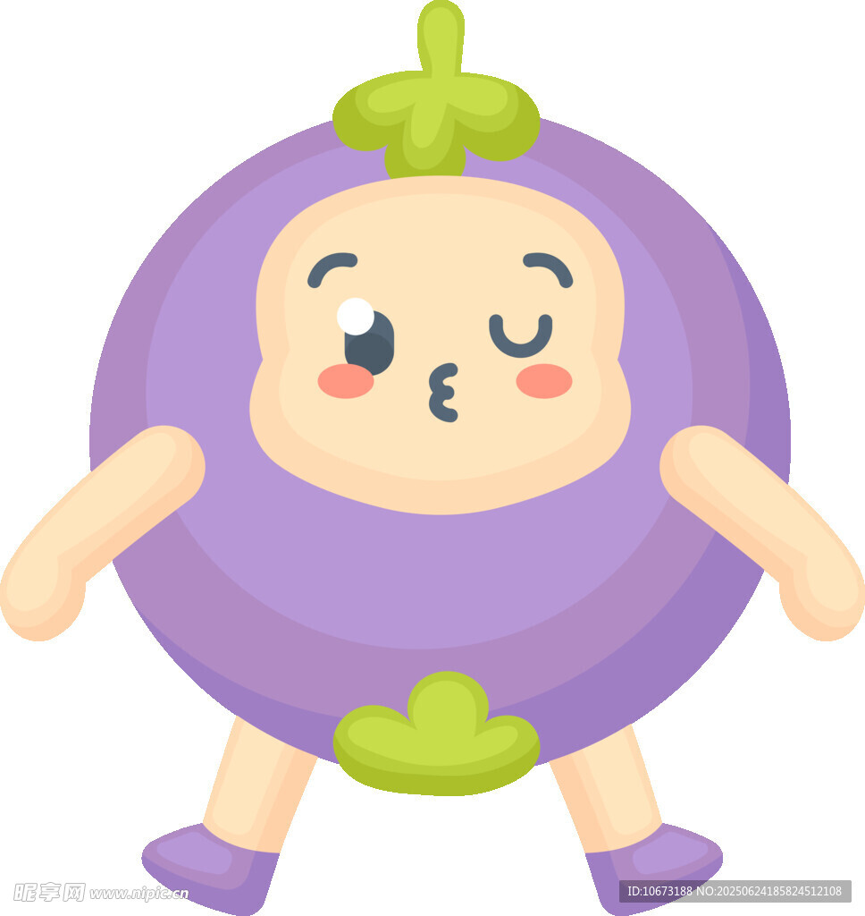 可愛紫色卡通茄子形象