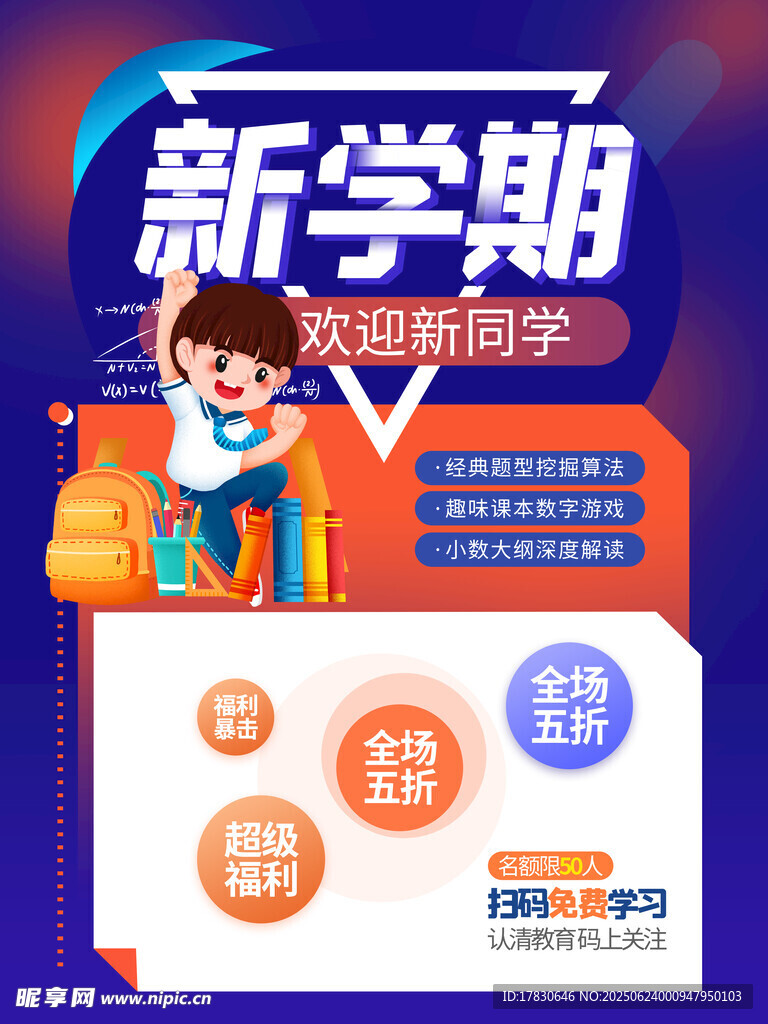 新學(xué)期文具促銷海報(bào)