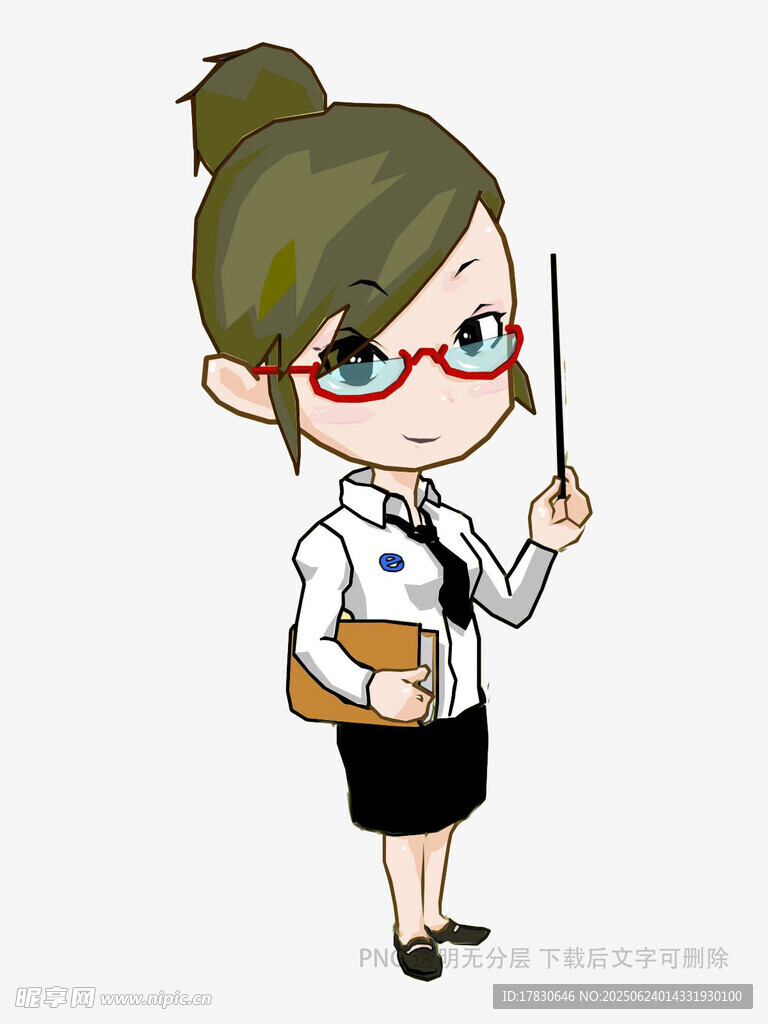 卡通女教師持教鞭形象