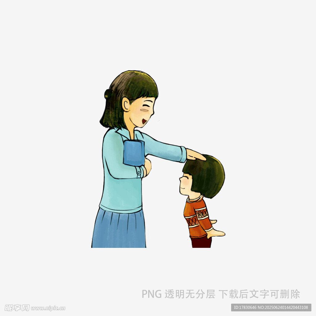 母親溫柔撫摸孩子頭部