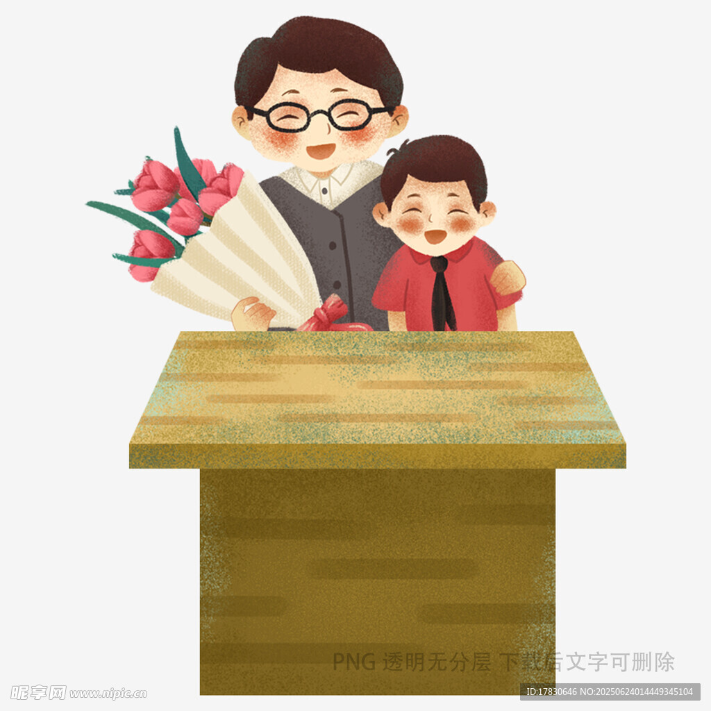孩子獻花給桌前的大人