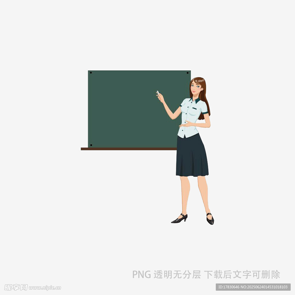 女教師黑板前授課場景