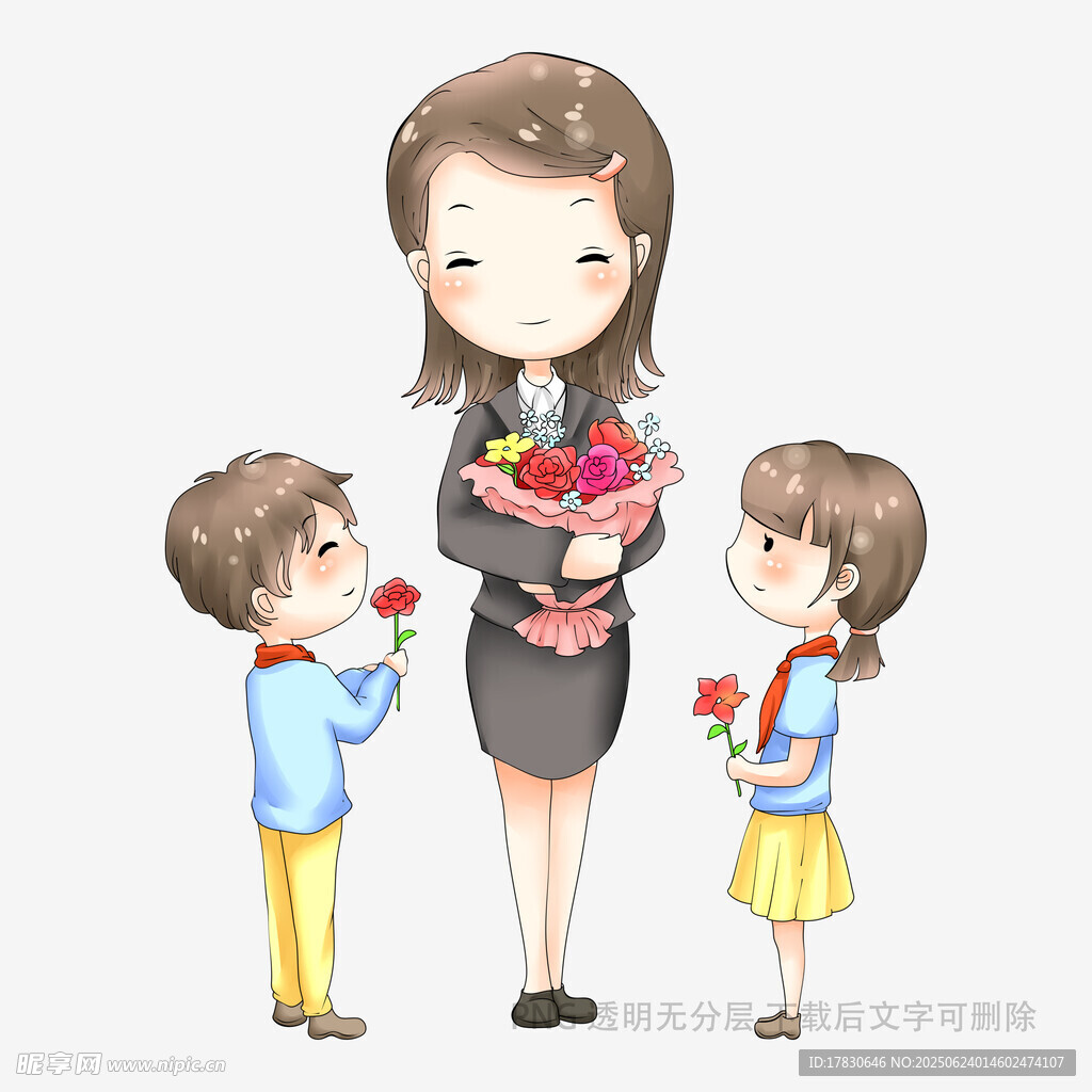 孩子獻花給優雅女士
