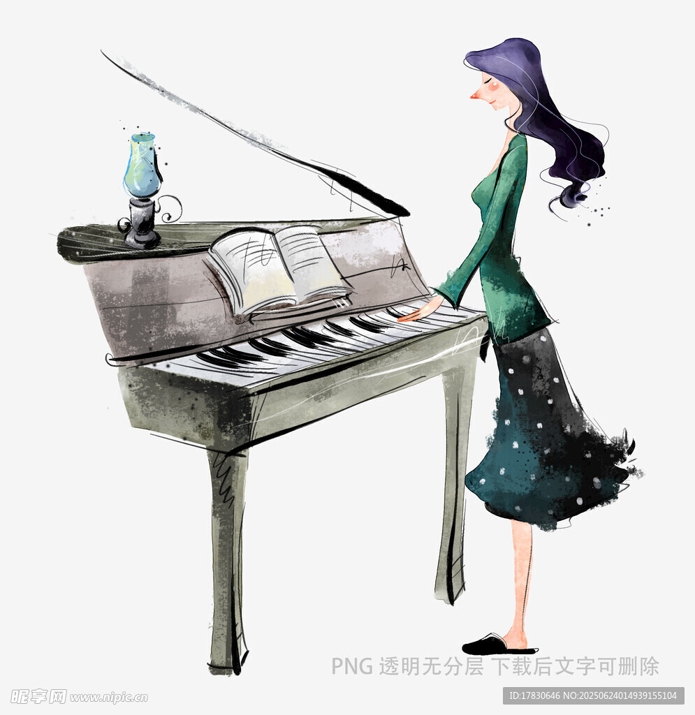 女孩與鋼琴上的小鳥