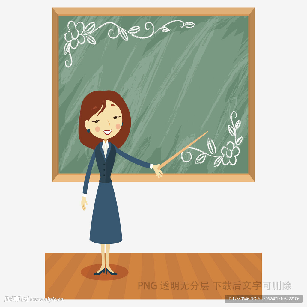 女教師在黑板前授課