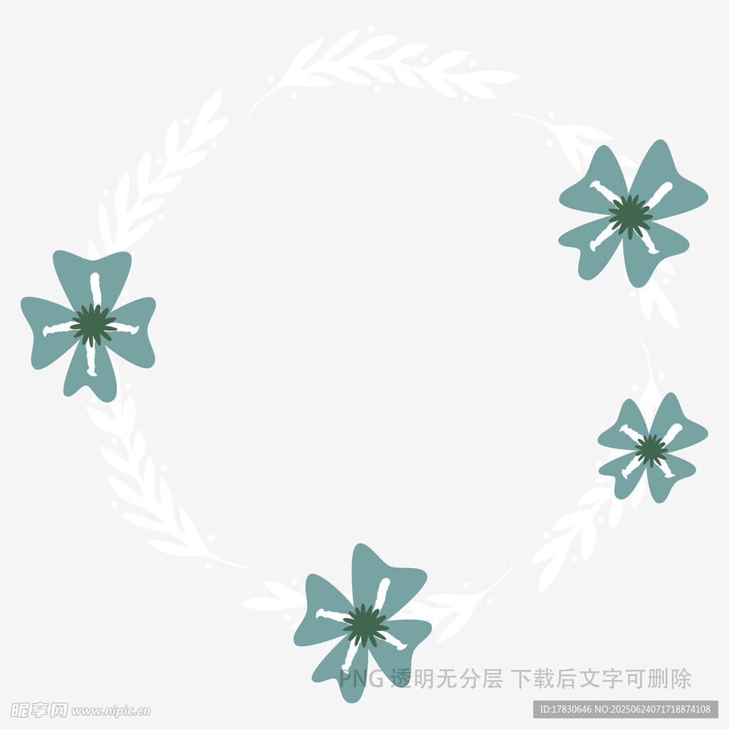清新花朵花環裝飾圖案