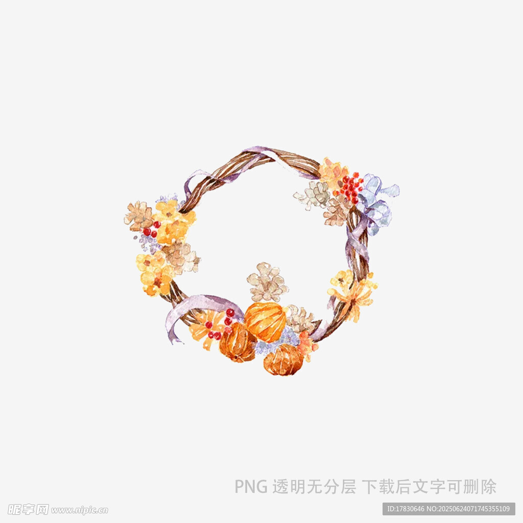 手繪花卉花環(huán)插畫(huà)