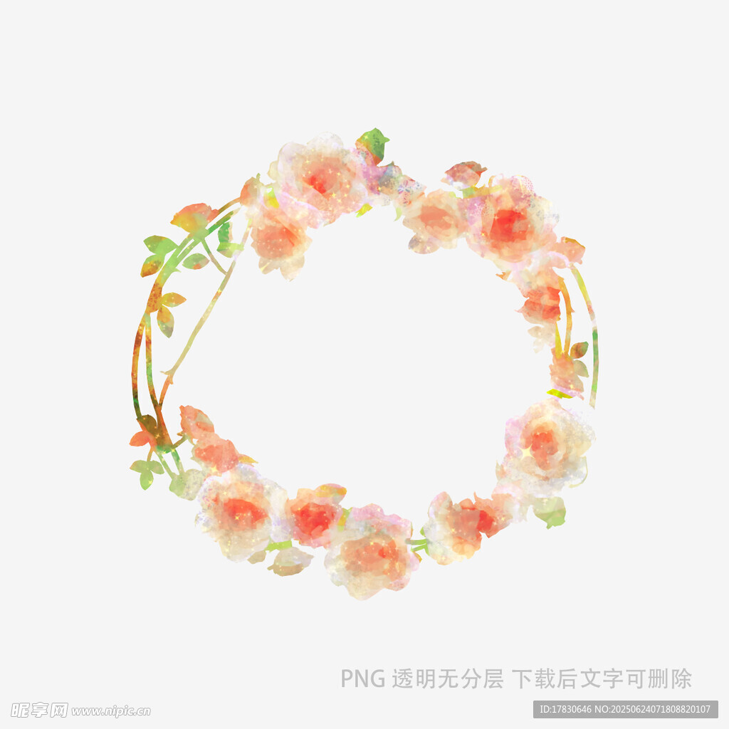 手繪花卉環(huán)形裝飾圖案