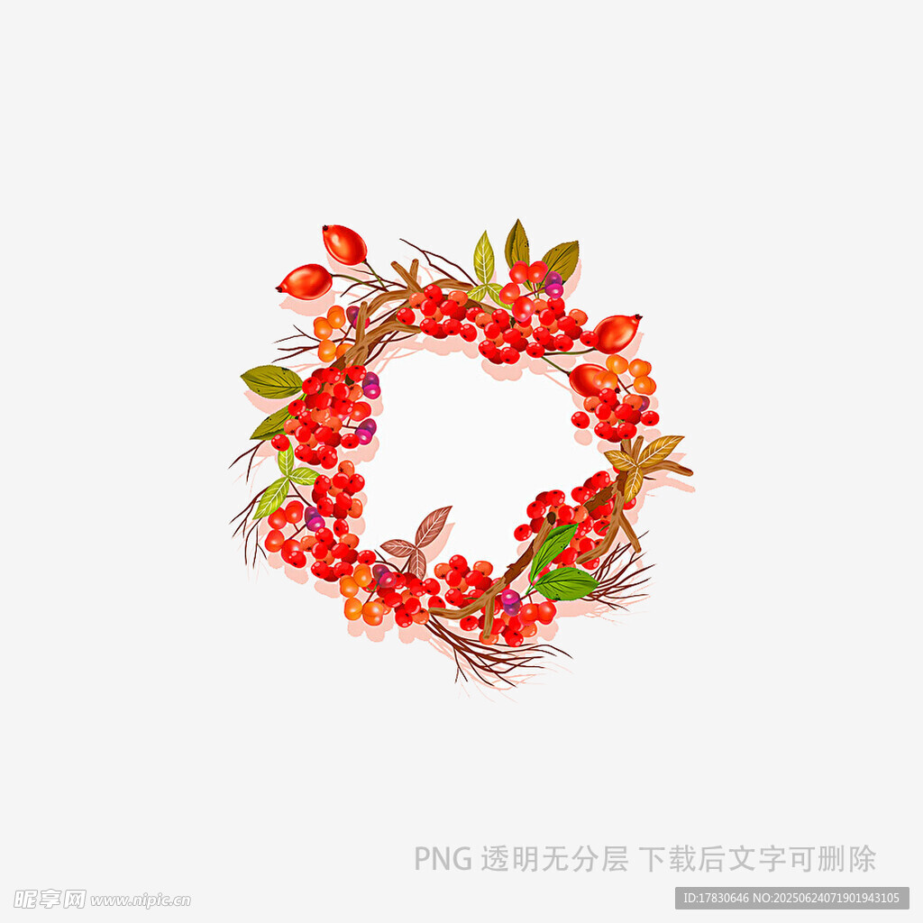 紅色漿果花環裝飾圖案