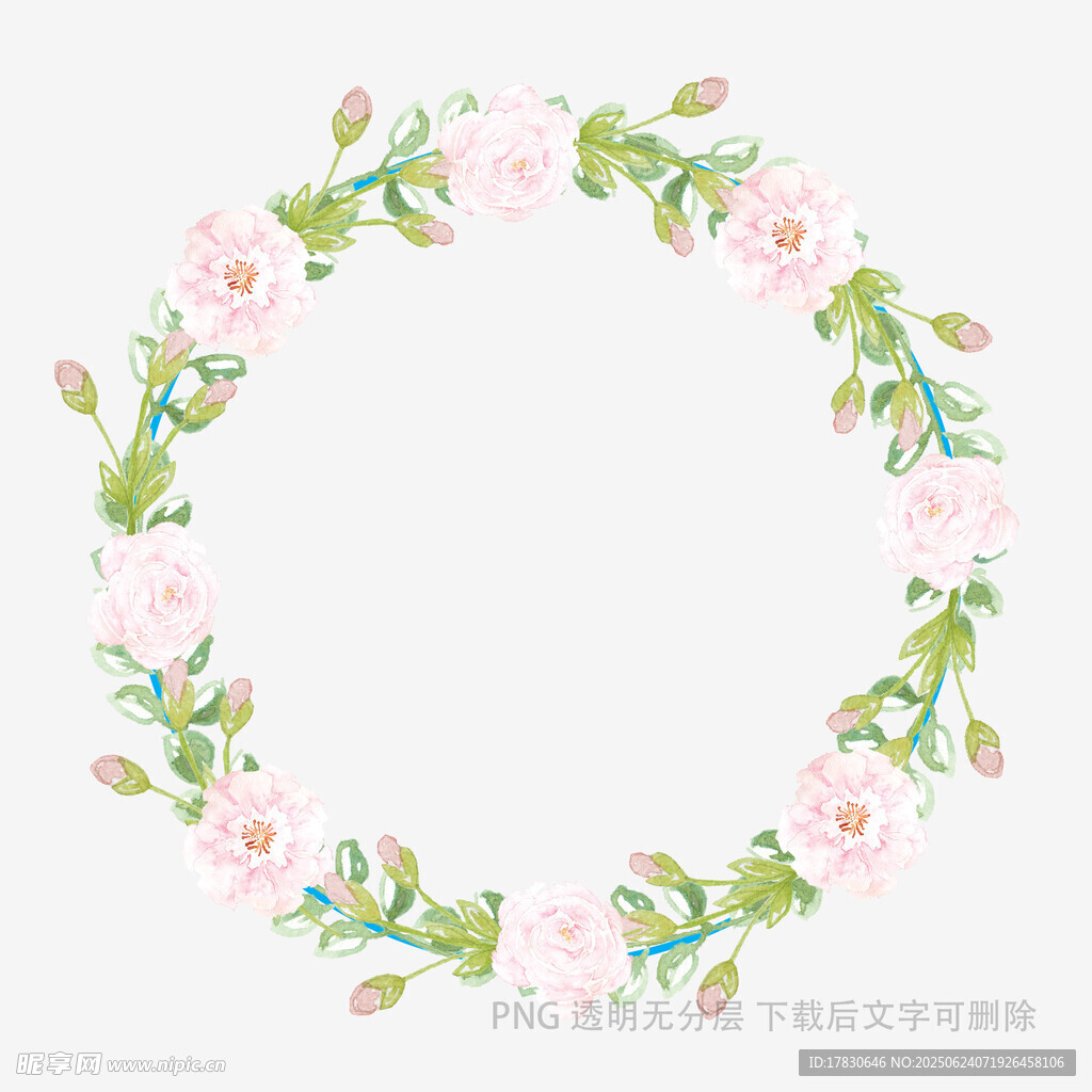 粉色花卉花環插畫