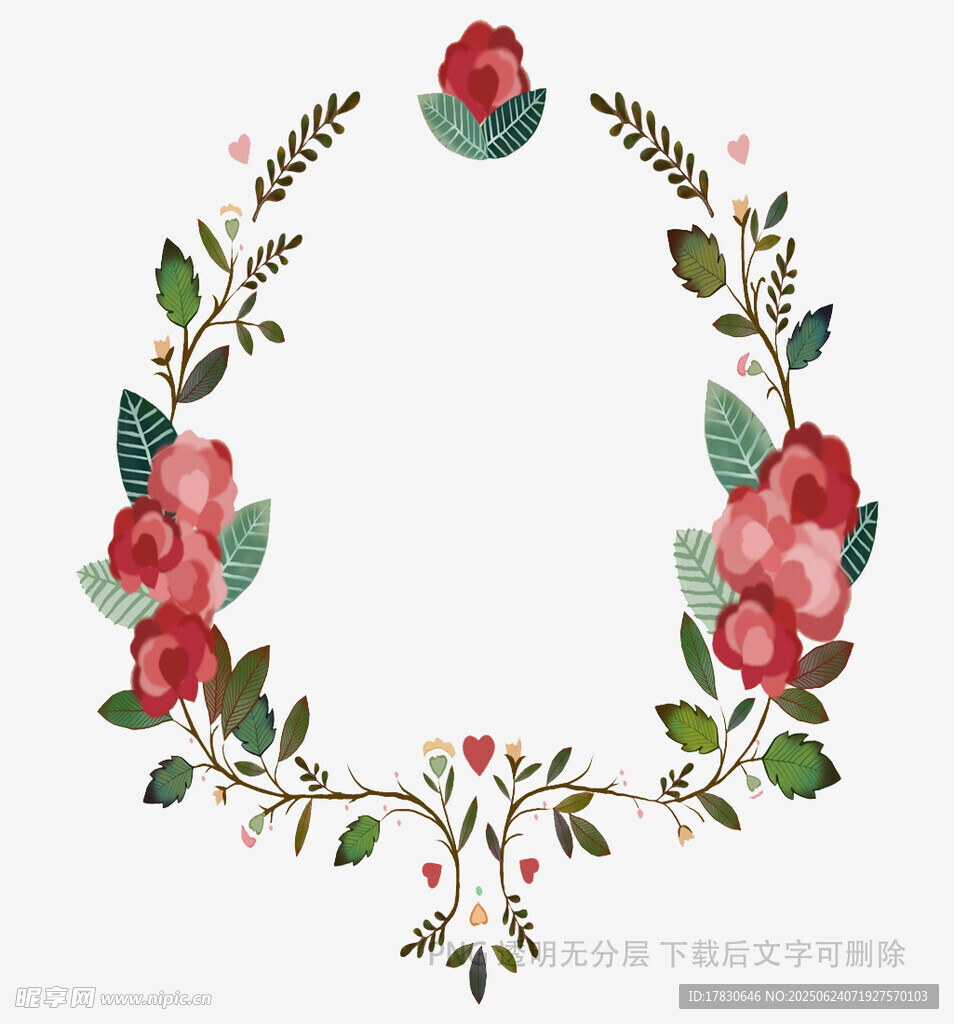 手繪花卉花環裝飾圖案