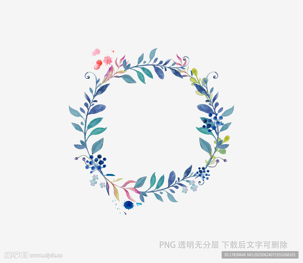 手繪花卉花環圖案設計