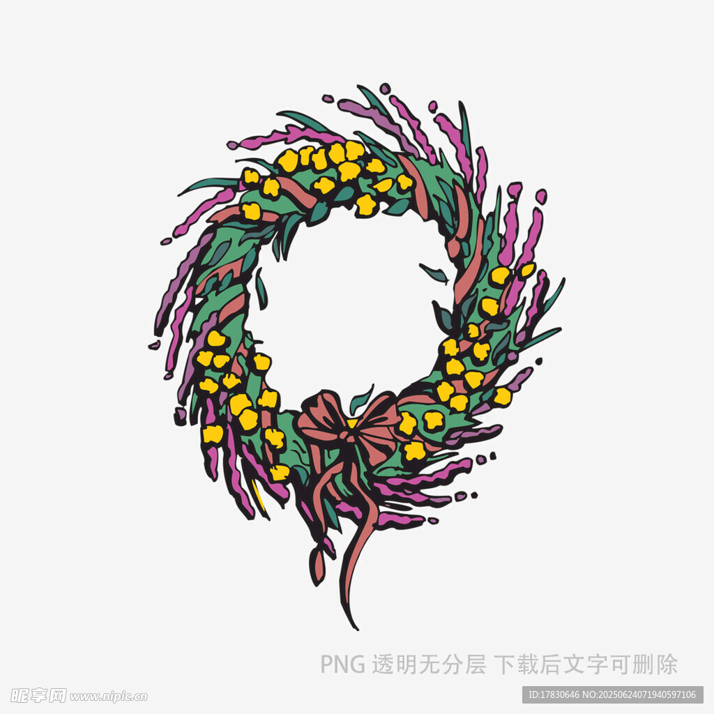 彩色花卉編織花環圖案