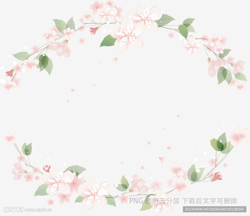 粉色花卉藤蔓邊框圖案