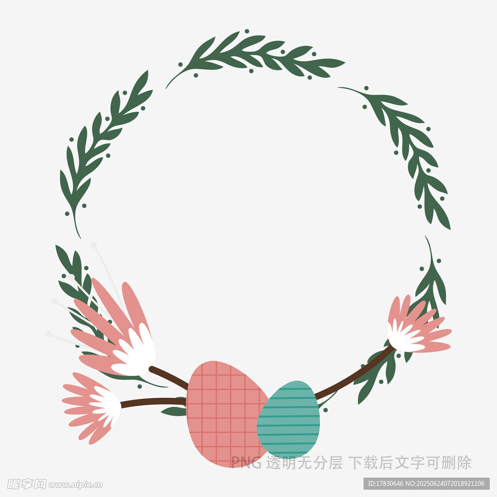 花卉彩蛋花環(huán)裝飾圖案
