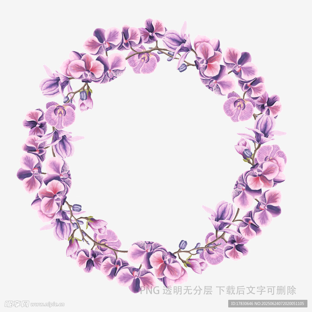 紫色花卉花環(huán)裝飾圖案