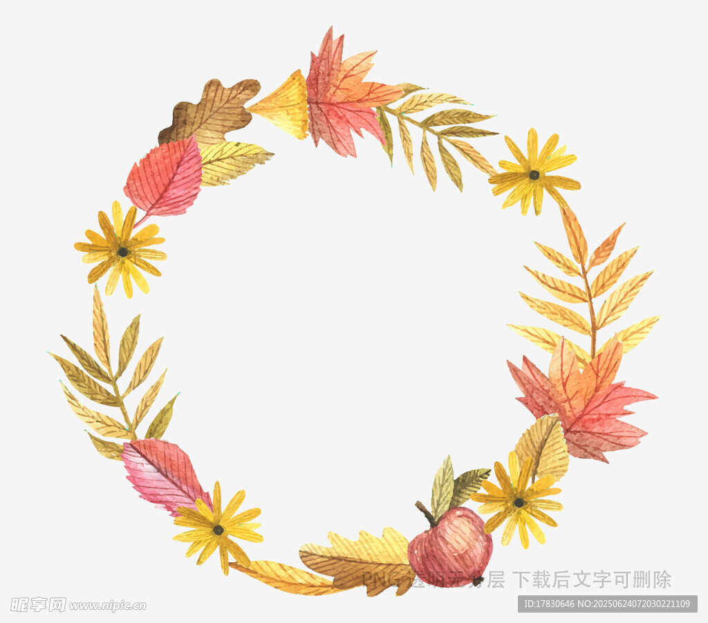 秋季花卉果實裝飾花環