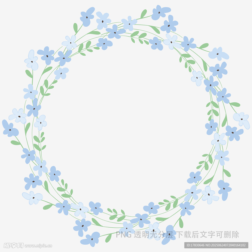 藍色小花花環裝飾圖案