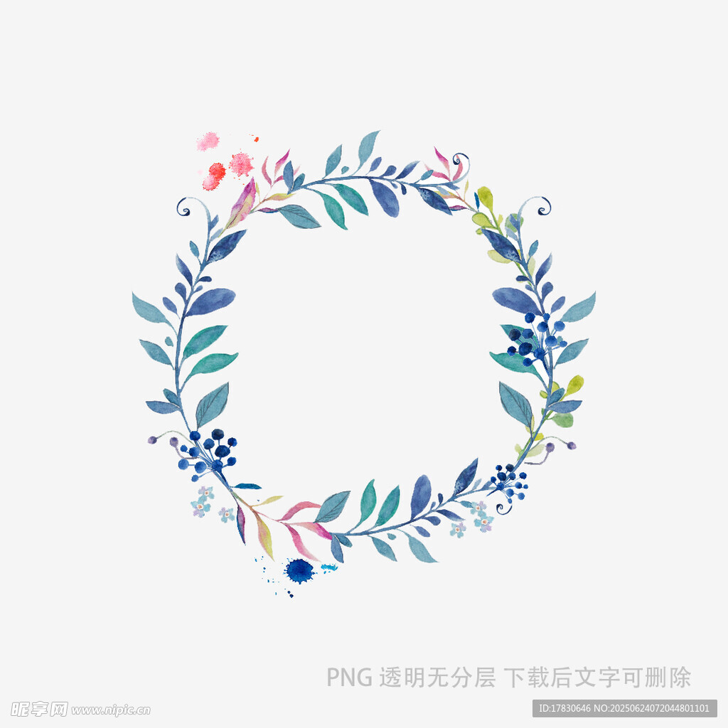 手繪花卉花環(huán)圖案設(shè)計(jì)