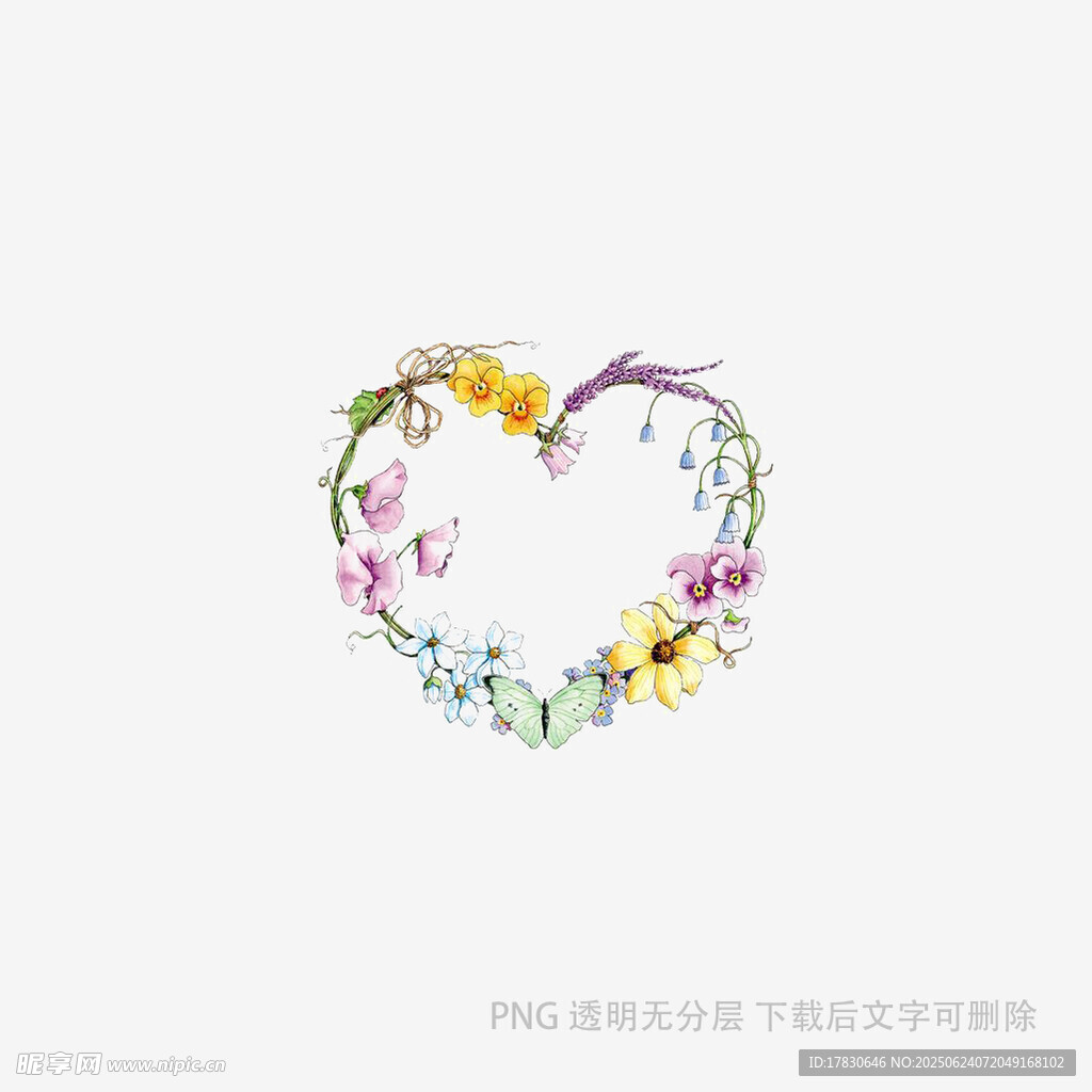 心形花卉花環(huán)圖案設計
