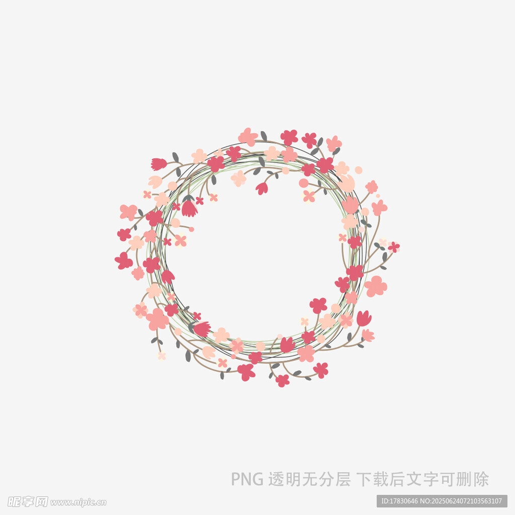 粉色花朵花環(huán)裝飾圖案