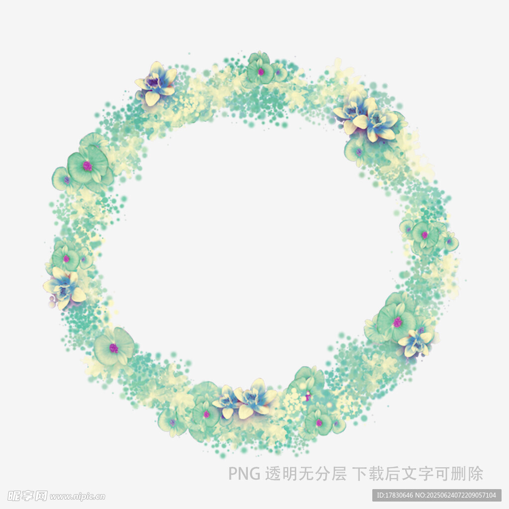 清新花卉環形裝飾圖案