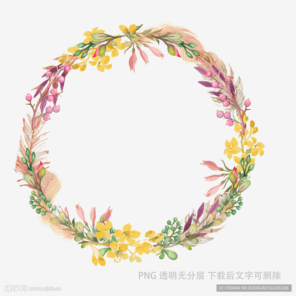 手繪花卉花環(huán)圖案設(shè)計(jì)