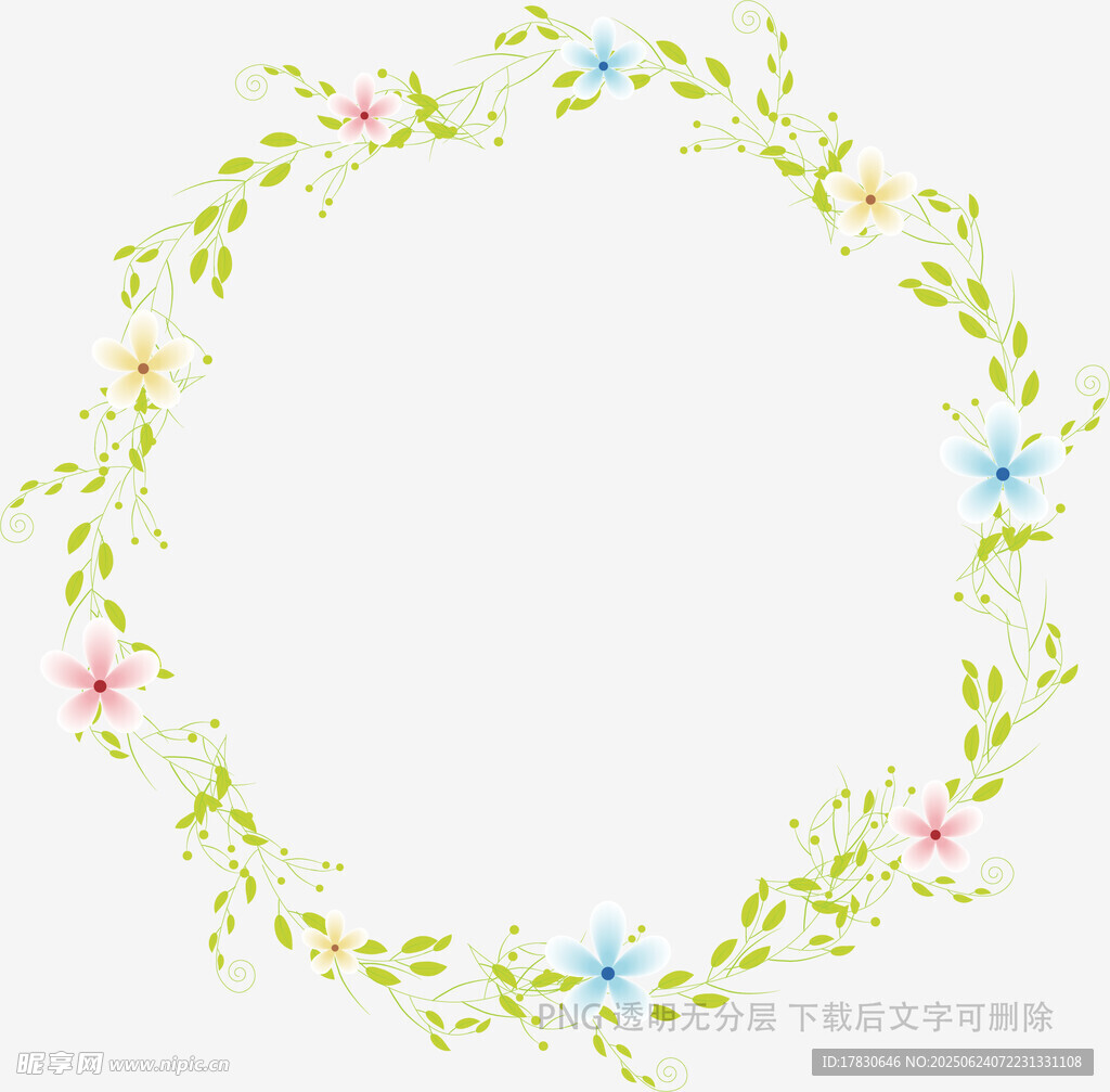手繪花卉環形裝飾圖案