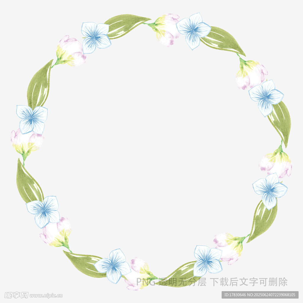 花卉綠葉環(huán)形裝飾圖案
