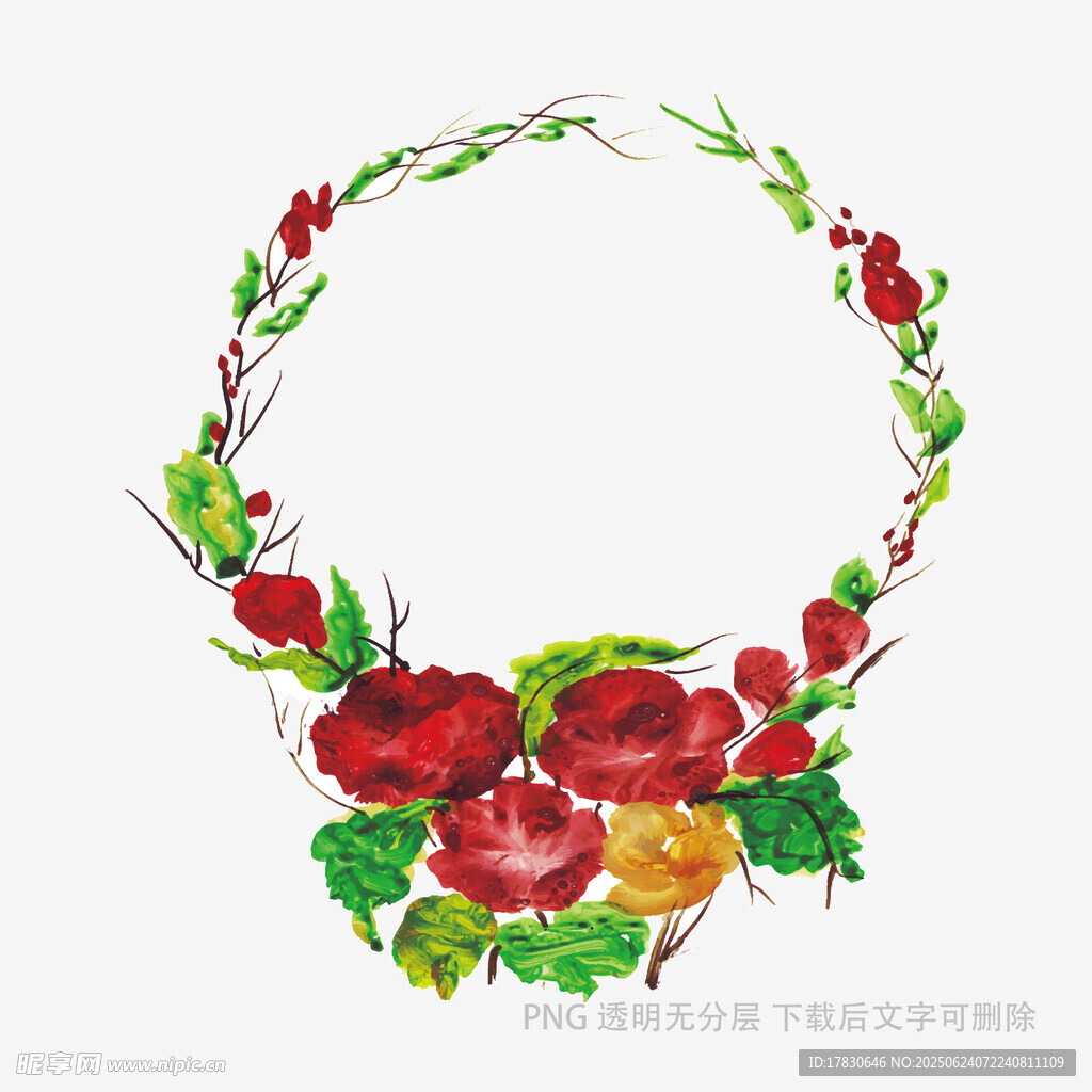 手繪花卉花環圖案設計