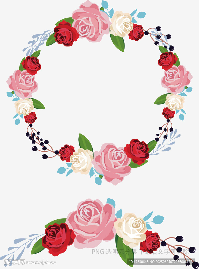 花卉刺繡花環圖案設計